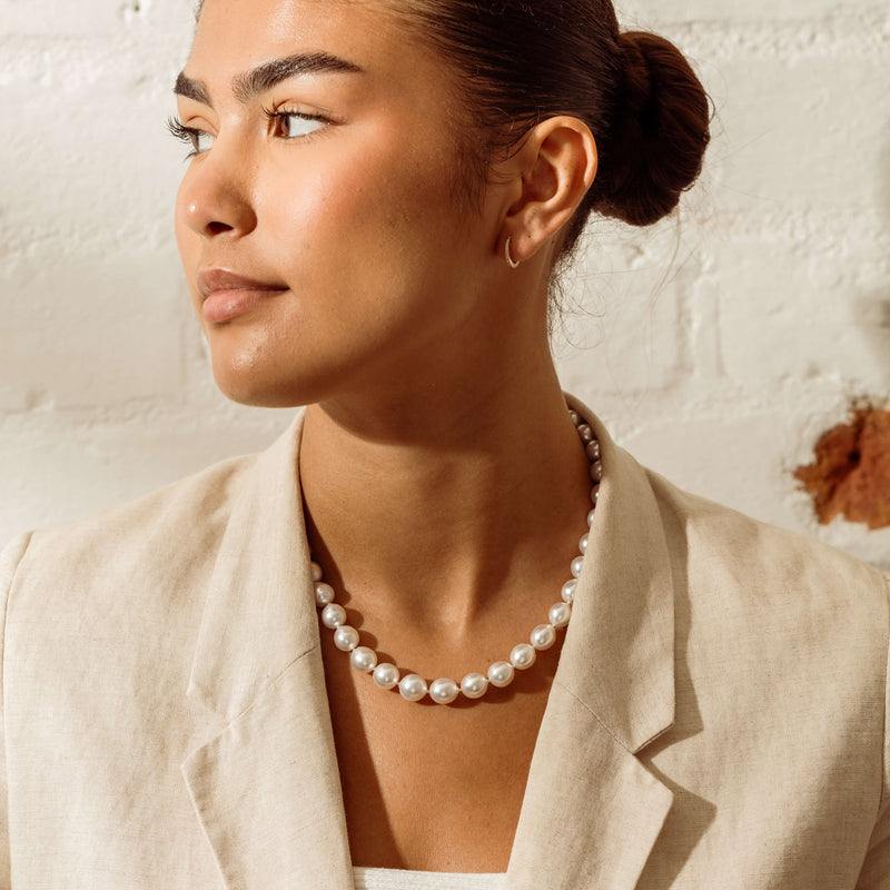 9ct Yellow Gold 9.2-11.3mm South Sea Pearl Strand 44cm - Necklace - Walker & Hall