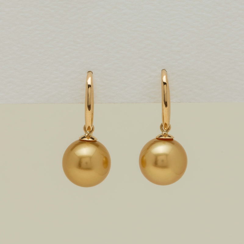 9ct Yellow Gold 10.5mm Golden South Sea Earrings - Earrings - Walker & Hall