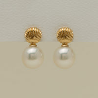 18ct Yellow Gold 12mm South Sea Pearl Venus Earrings - Earrings - Walker & Hall