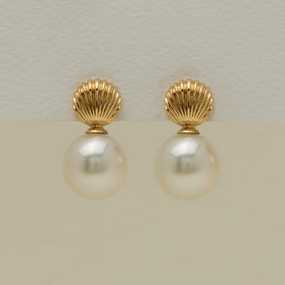 18ct Yellow Gold 12mm South Sea Pearl Venus Earrings - Earrings - Walker & Hall