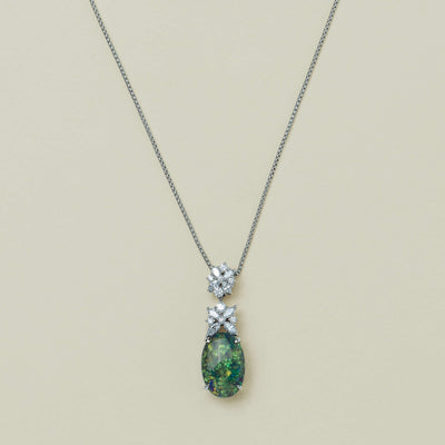 Deja Vu Platinum 4.11ct Opal & Diamond Pendant - Necklace - Walker & Hall