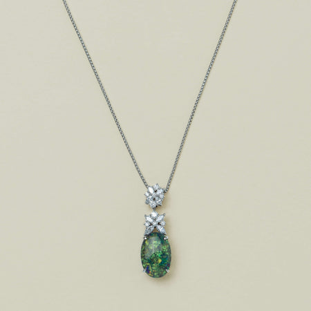 Deja Vu Platinum 4.11ct Opal & Diamond Pendant - Necklace - Walker & Hall