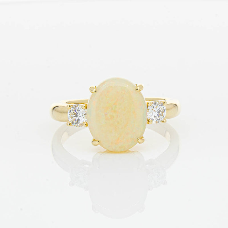 18ct Yellow Gold Opal & Diamond Ring-Ring-Walker & Hall