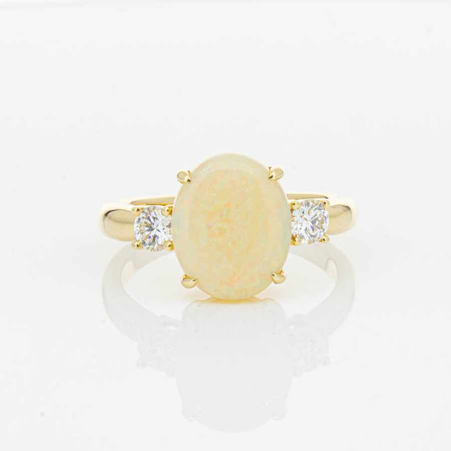 18ct Yellow Gold Opal & Diamond Ring-Ring-Walker & Hall