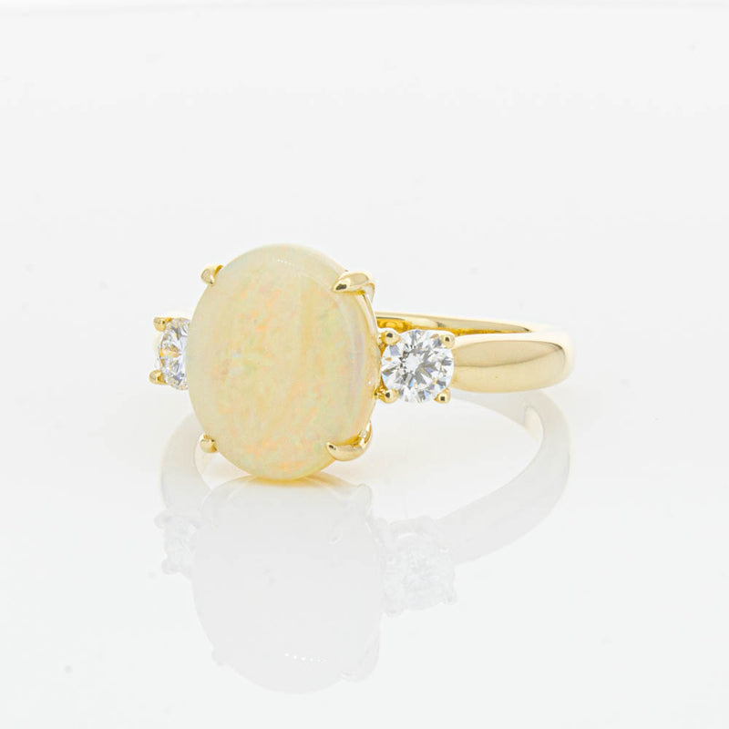 18ct Yellow Gold Opal & Diamond Ring-Ring-Walker & Hall