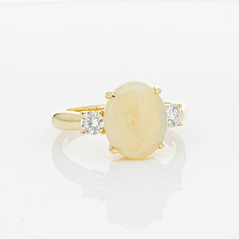 18ct Yellow Gold Opal & Diamond Ring-Ring-Walker & Hall