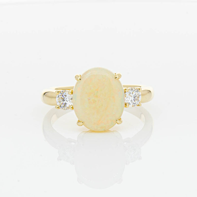 18ct Yellow Gold Opal & Diamond Ring-Ring-Walker & Hall