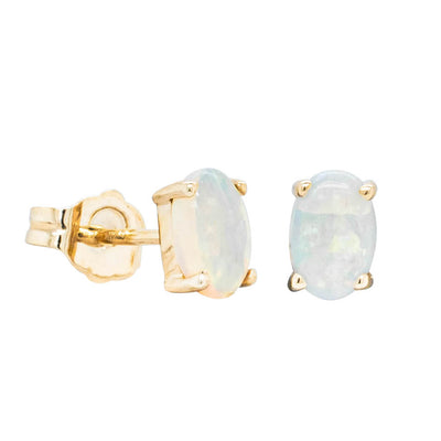 14ct Yellow Gold Opal Stud Earrings-Earrings-Walker & Hall
