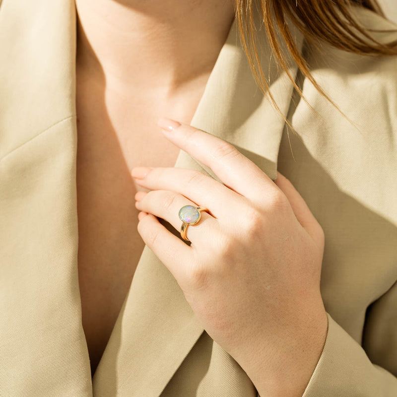 18ct Yellow Gold 2.05ct Opal Ring-Ring-Walker & Hall