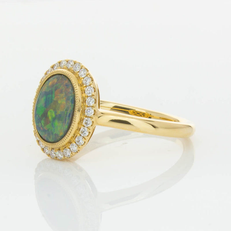 18ct Yellow Gold Opal & Diamond Ring-Ring-Walker & Hall