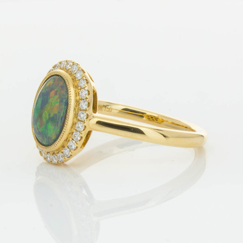 18ct Yellow Gold Opal & Diamond Ring-Ring-Walker & Hall