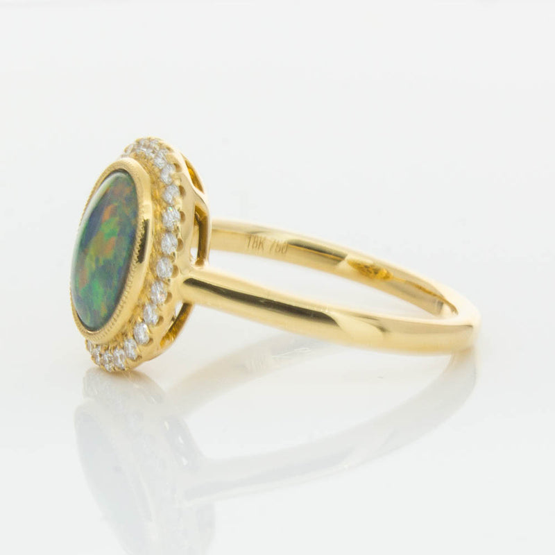 18ct Yellow Gold Opal & Diamond Ring-Ring-Walker & Hall