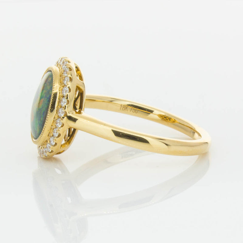 18ct Yellow Gold Opal & Diamond Ring-Ring-Walker & Hall