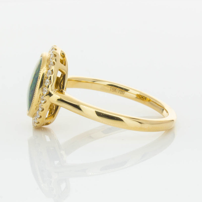 18ct Yellow Gold Opal & Diamond Ring-Ring-Walker & Hall