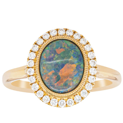 18ct Yellow Gold Opal & Diamond Ring-Ring-Walker & Hall