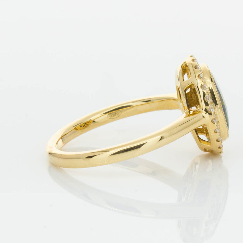 18ct Yellow Gold Opal & Diamond Ring-Ring-Walker & Hall