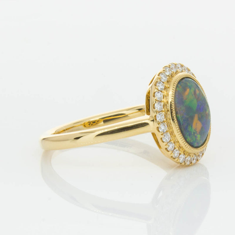 18ct Yellow Gold Opal & Diamond Ring-Ring-Walker & Hall