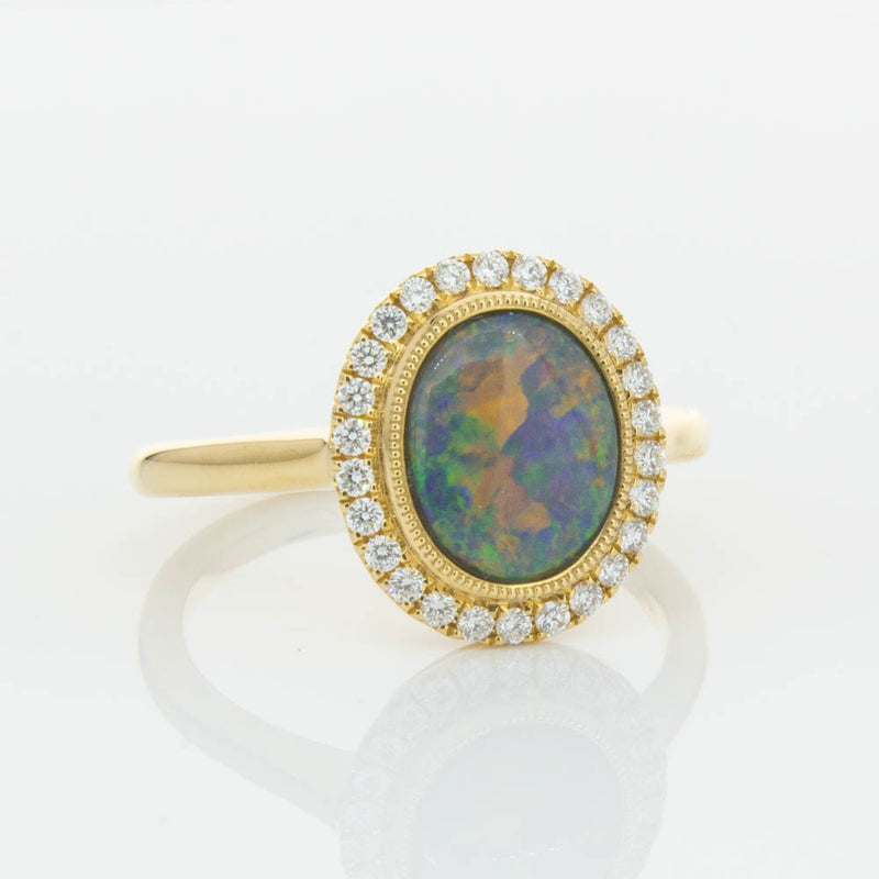 18ct Yellow Gold Opal & Diamond Ring-Ring-Walker & Hall