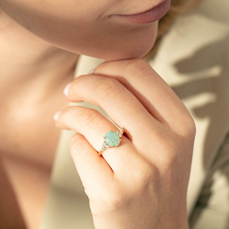18ct Yellow Gold Opal & Diamond Oriana Ring-Ring-Walker & Hall