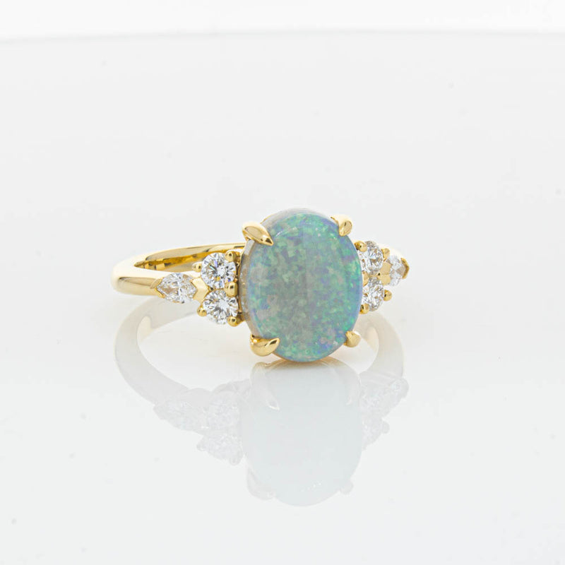 18ct Yellow Gold Opal & Diamond Oriana Ring-Ring-Walker & Hall