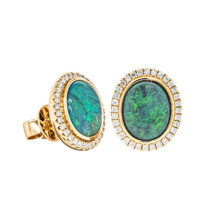 18ct Yellow Gold 3.56ct Opal & Diamond Isla Earrings-Earrings-Walker & Hall
