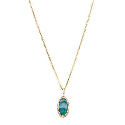14ct Yellow Gold Opal & Diamond Pendant-Necklace-Walker & Hall