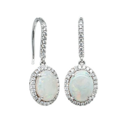 18ct White Gold 2.64ct Opal & Diamond Sierra Earrings-Earrings-Walker & Hall