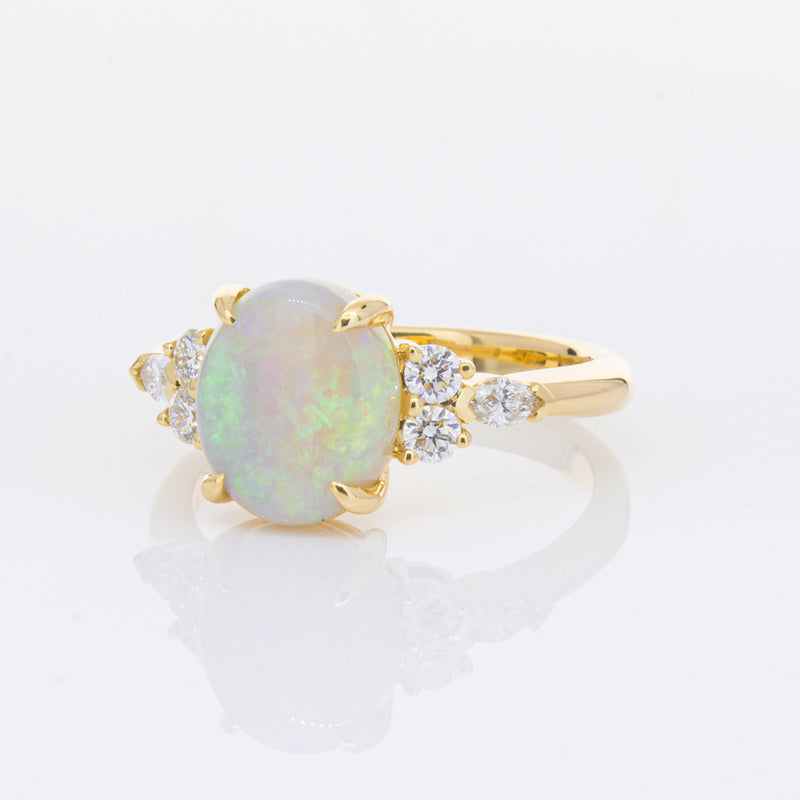 18ct Yellow Gold Opal & Diamond Oriana Ring-Ring-Walker & Hall