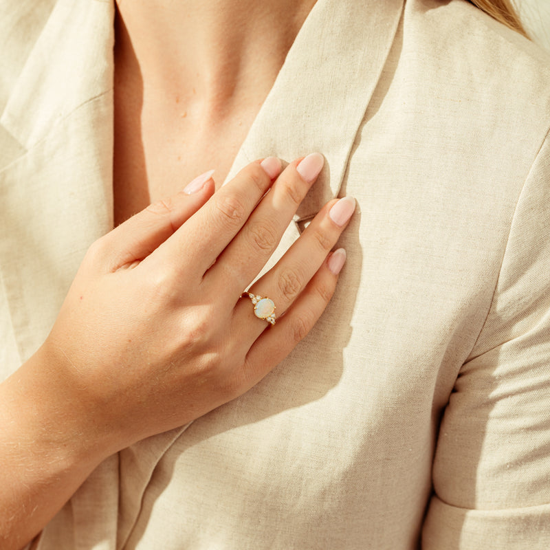 18ct Yellow Gold Opal & Diamond Oriana Ring-Ring-Walker & Hall