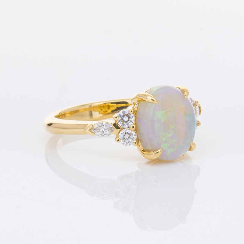18ct Yellow Gold Opal & Diamond Oriana Ring-Ring-Walker & Hall