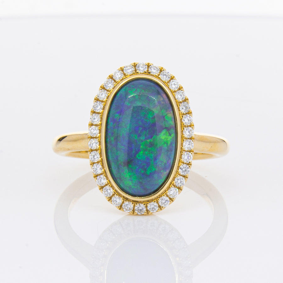 18ct Yellow Gold 2.36ct Opal & Diamond Ring-Ring-Walker & Hall