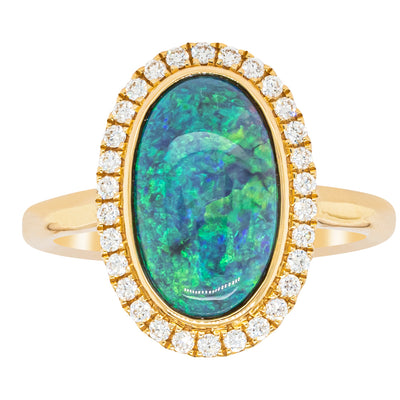 18ct Yellow Gold 2.36ct Opal & Diamond Ring-Ring-Walker & Hall