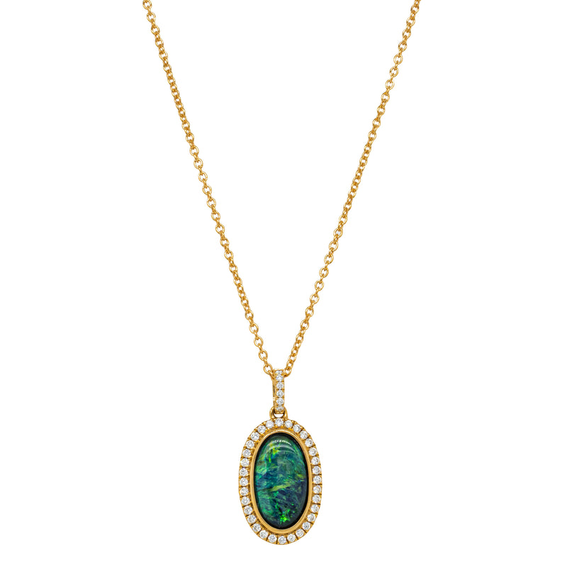 18ct Yellow Gold 1.53ct Opal & Diamond Isla Pendant-Necklace-Walker & Hall