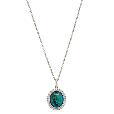 18ct White Gold 1.71ct Opal & Diamond Isla Pendant-Necklace-Walker & Hall