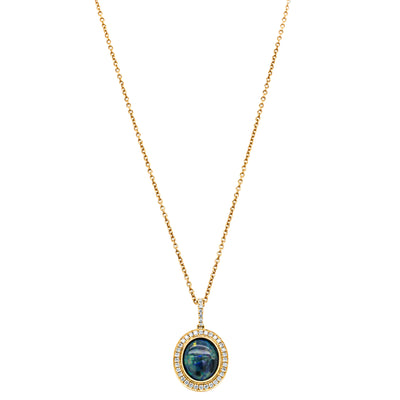 18ct Yellow Gold 1.48ct Opal & Diamond Isla Pendant-Necklace-Walker & Hall
