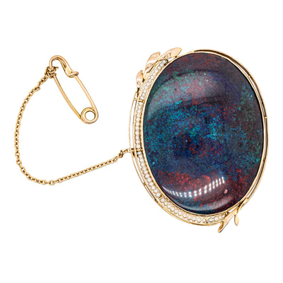 Vintage 18ct Rose Gold Opal & Seed Pearl Brooch-Brooch-Walker & Hall