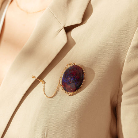 Vintage 18ct Rose Gold Opal & Seed Pearl Brooch