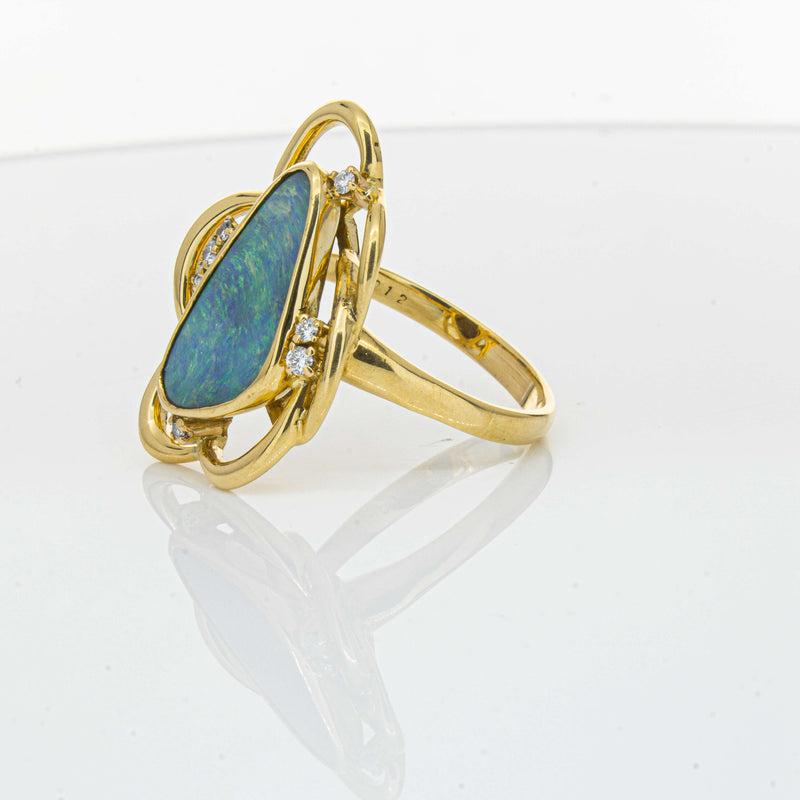Deja Vu 18ct Yellow Gold Opal & Diamond Ring-Ring-Walker & Hall