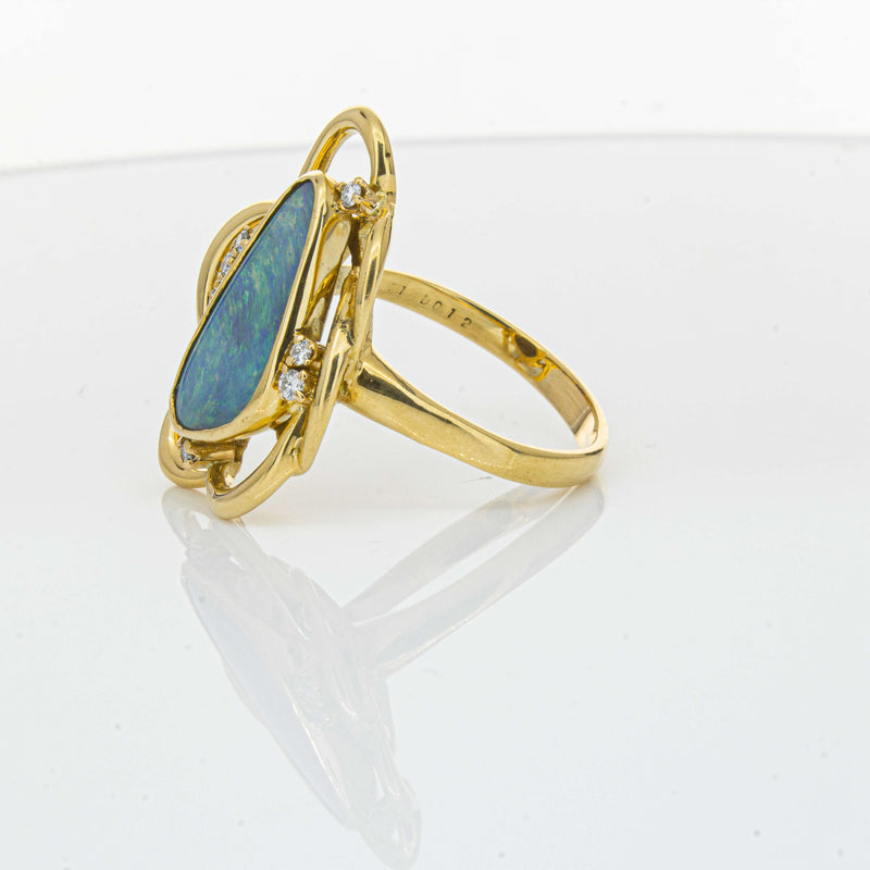 Deja Vu 18ct Yellow Gold Opal & Diamond Ring-Ring-Walker & Hall