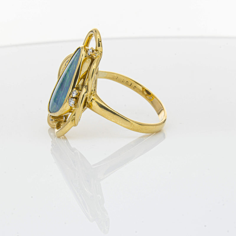 Deja Vu 18ct Yellow Gold Opal & Diamond Ring-Ring-Walker & Hall