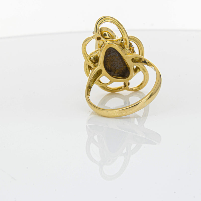 Deja Vu 18ct Yellow Gold Opal & Diamond Ring-Ring-Walker & Hall