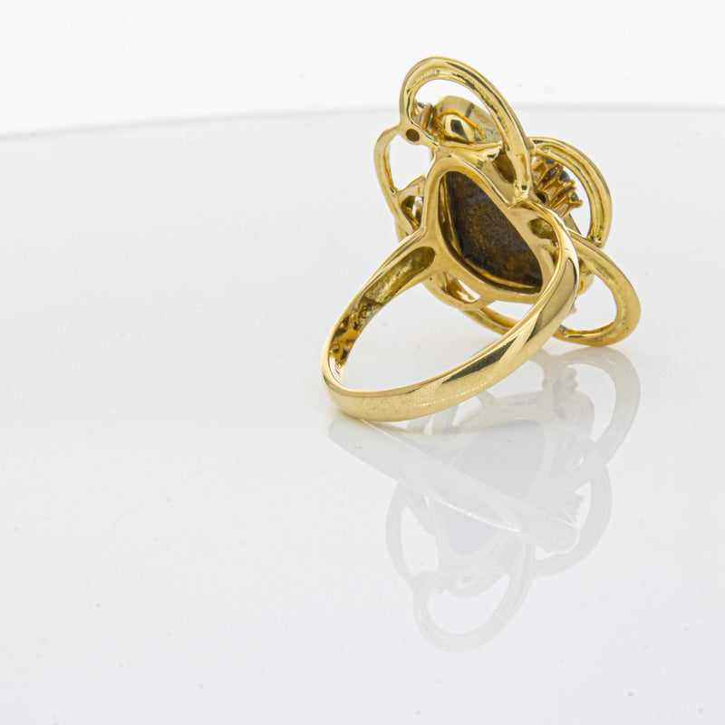Deja Vu 18ct Yellow Gold Opal & Diamond Ring-Ring-Walker & Hall