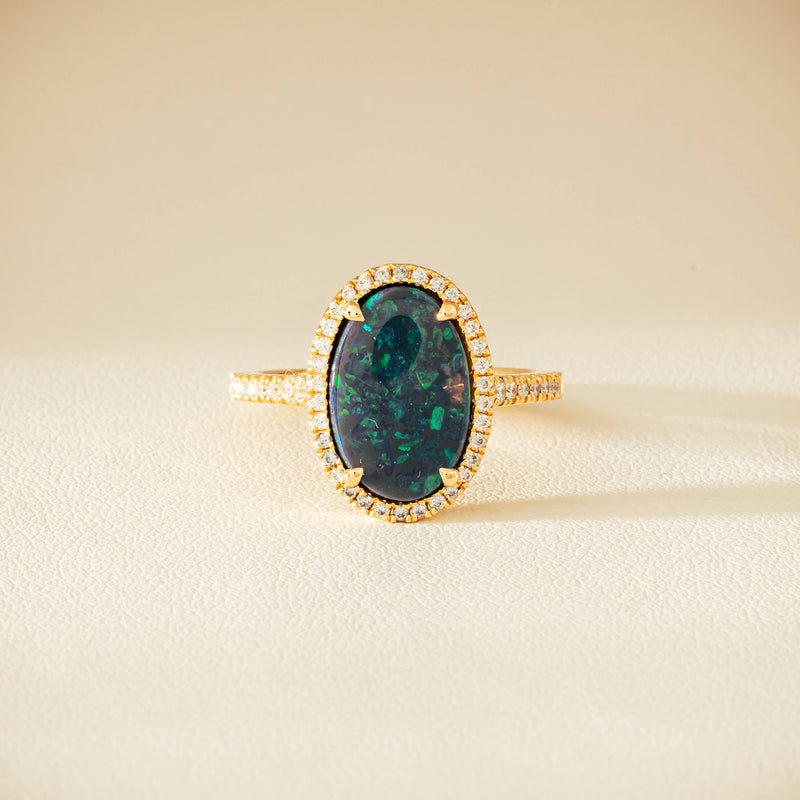 18ct Yellow Gold 1.48ct Opal & Diamond Sierra Ring - Ring - Walker & Hall
