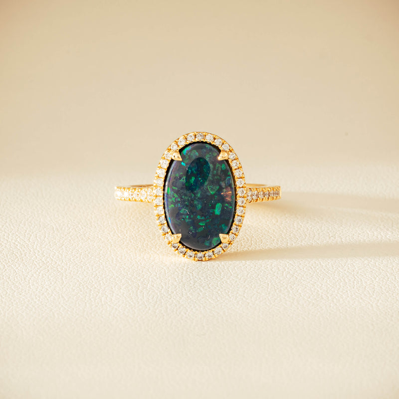 18ct Yellow Gold 1.48ct Opal & Diamond Sierra Ring - Ring - Walker & Hall