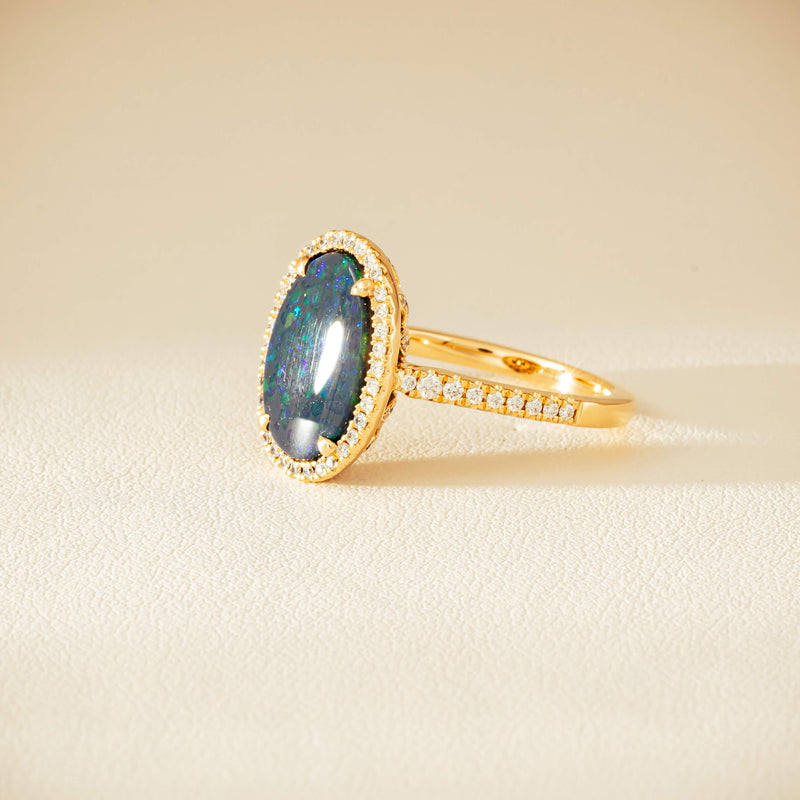 18ct Yellow Gold 1.48ct Opal & Diamond Sierra Ring - Ring - Walker & Hall