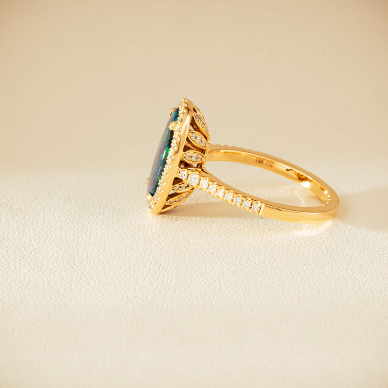 18ct Yellow Gold 1.48ct Opal & Diamond Sierra Ring - Ring - Walker & Hall