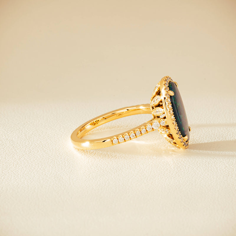 18ct Yellow Gold 1.48ct Opal & Diamond Sierra Ring - Ring - Walker & Hall