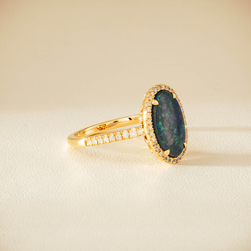 18ct Yellow Gold 1.48ct Opal & Diamond Sierra Ring - Ring - Walker & Hall