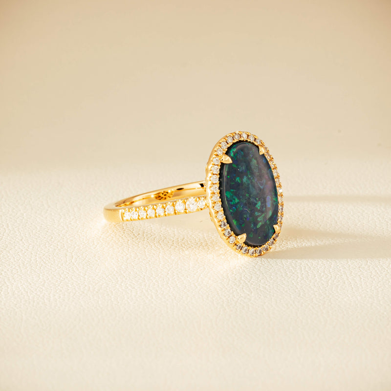 18ct Yellow Gold 1.48ct Opal & Diamond Sierra Ring - Ring - Walker & Hall
