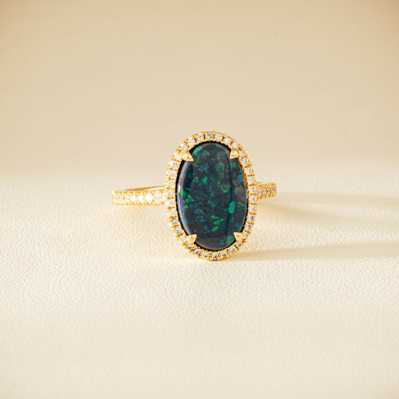 18ct Yellow Gold 1.48ct Opal & Diamond Sierra Ring - Ring - Walker & Hall